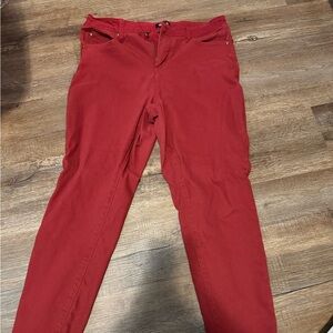 Red skinny jeans